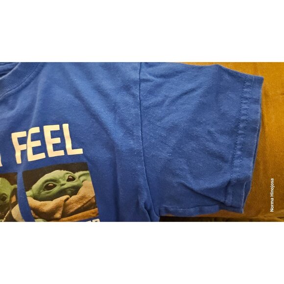 Star Wars Mandalorian Child "Today I Feel" Graphic Blue T-Shirt For Kids Size M/ - Picture 3 of 5